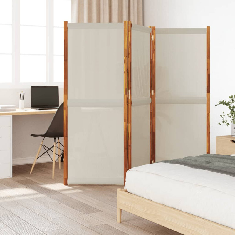 Metts 457.2cm H Solid Wood Folding Room Divider, Light Grey, 3, 180cm H x 210cm W