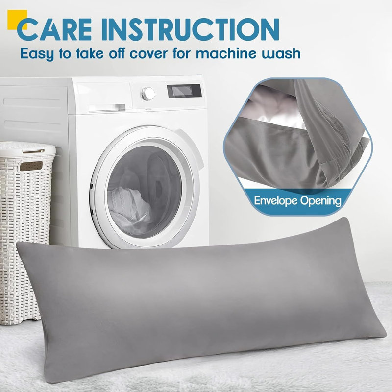 Memory Foam Body Pillow 20x54 Inch Long Bed Pillow Grey