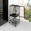 Cage à oiseau 53,5 "d'intérieur moderne noir simple avec roues pour perroquets