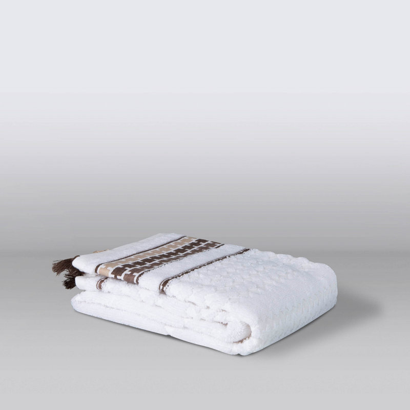 Serviette de bain Powley simple, Beige / blanc / brun