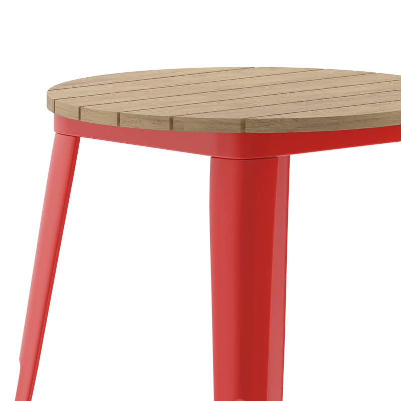Table de restaurant Graciana, L 23,75 po x L 23,75 po, Plateau brun / base rouge