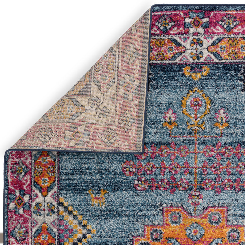 Ralph Vintage Look Pink/Blue Area Rug, Rectangle 80 x 150 cm