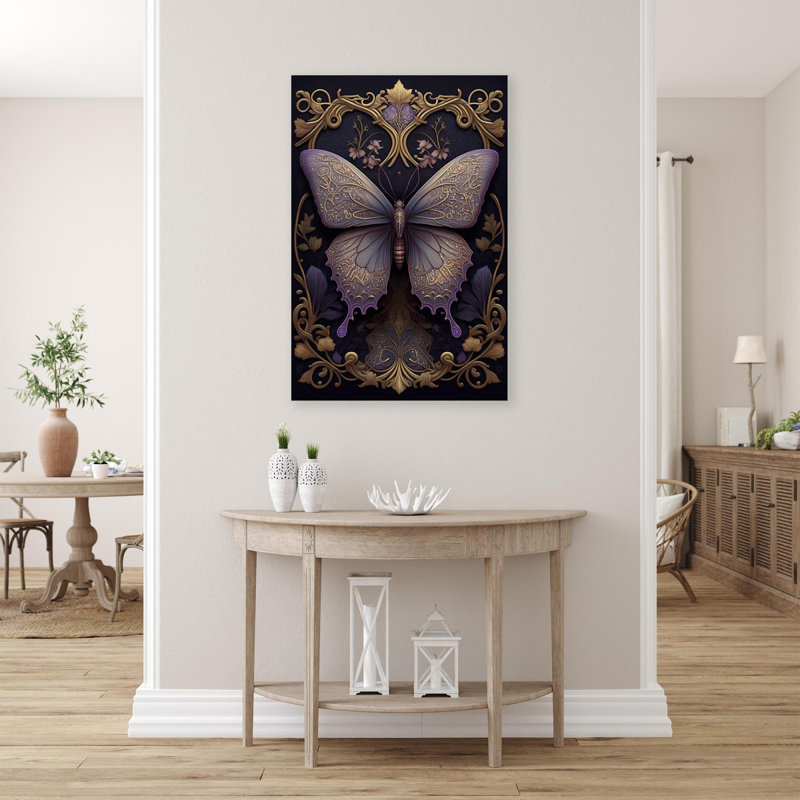 Lavande et papillon, impression sur toile tendue, H 36 po x L 24 po x l 1,25 po