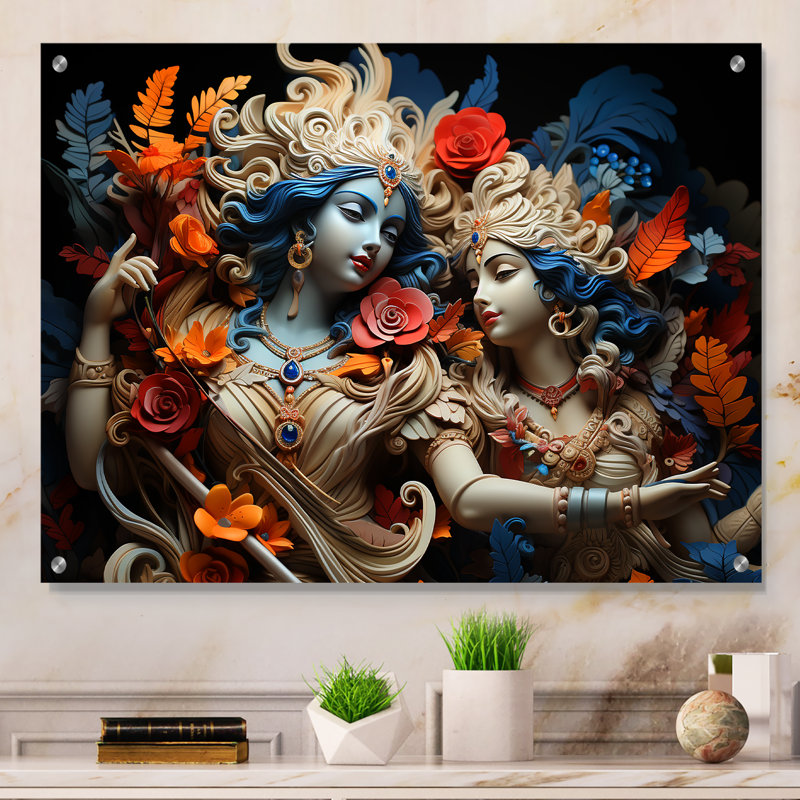 Hindouisme krishna kaki, dieux I - art mural acrylique de l'hindouisme, H 12 po x l 20 po