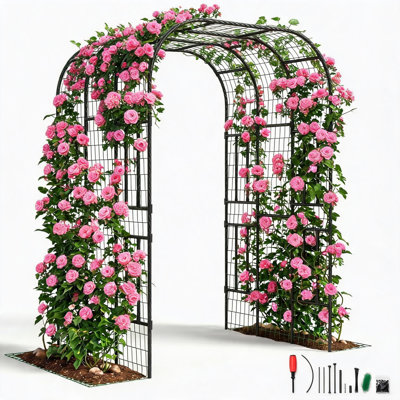 7.3 FT U-Shaped Garden Arch Trellis for Raised Beds, Heavy-Duty Polyethylene-Coated Steel Climbing Plant Support, Vertical Growing Frame for Cucumbers, Beans, Tomatoes, Grapes & Flowers