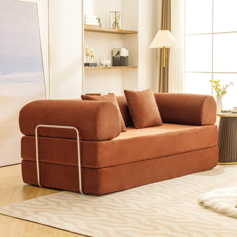 Foldable 3-Person Fabric Sofa Bed - High Rebound Sponge