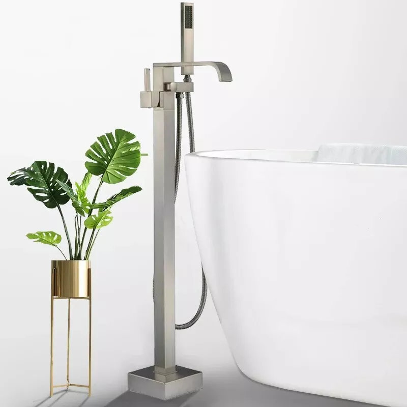 Bathroom Freestanding Tub Filler, Brushed Nickel