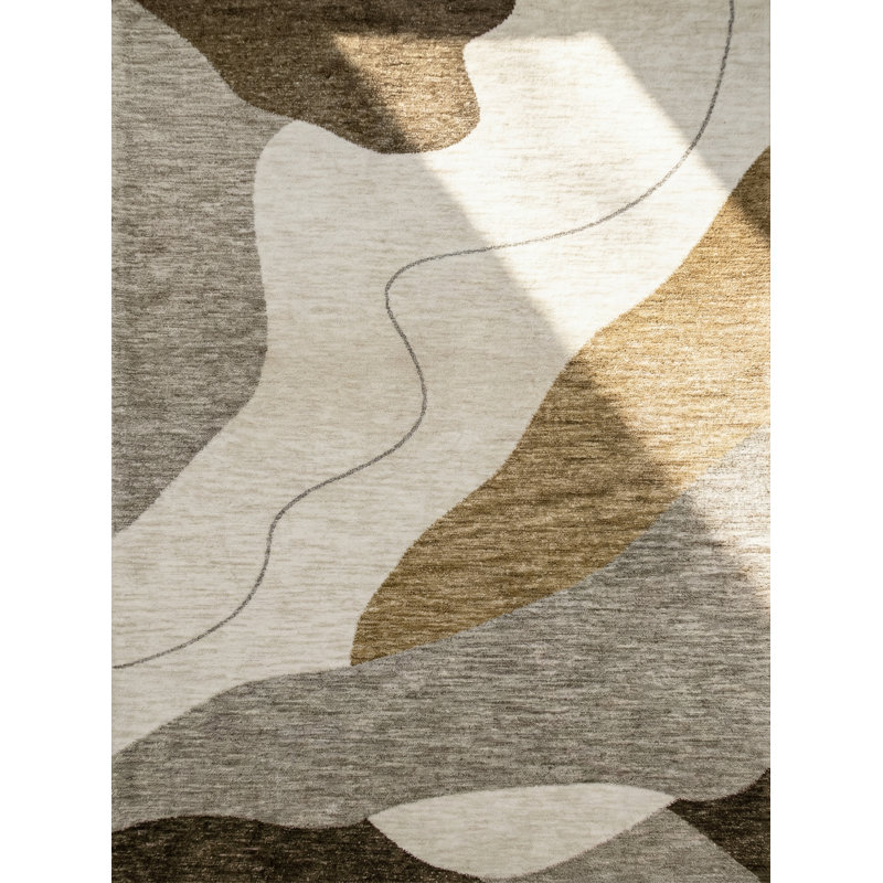 Rug Branch Eira 8' x 11' (7'10" x 10'10") Beige/Brown Abstract Indoor Area Rug, Comtemporary, Medium Pile, Stain-Resistant Carpet - Living Room, Bedroom, Dining Room, and Kitchen