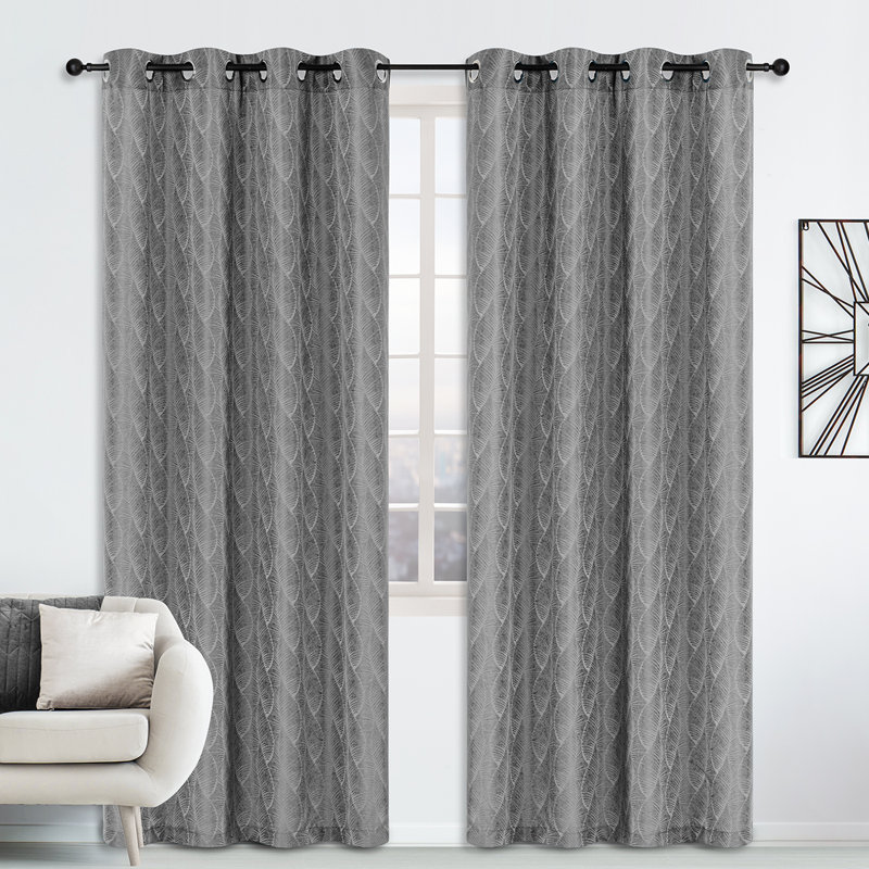 Rideau simple obscurcissant et thermique à motif floral, Taupe, l 54" x L 84"