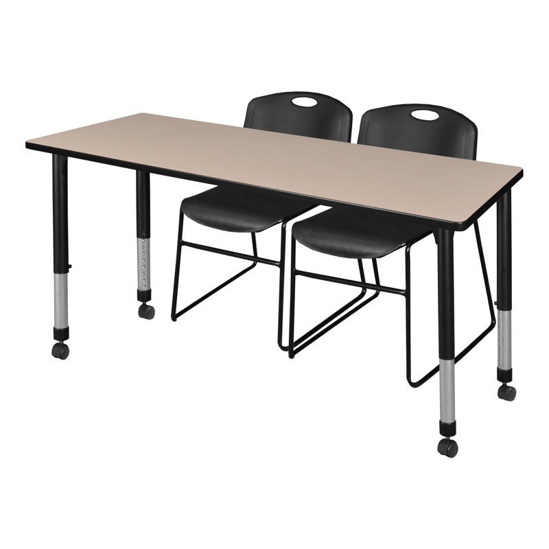 Table de formation réglable en hauteur Kee, Acajou / noir, H 34 po x L 60 po x l 30 po