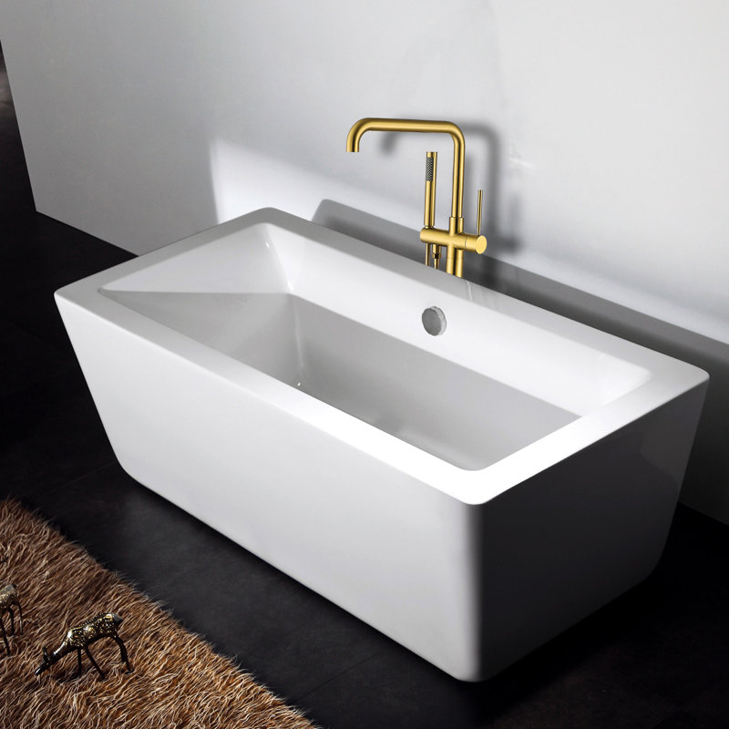 Robinet de baignoire autoportant avec douche à main en métal