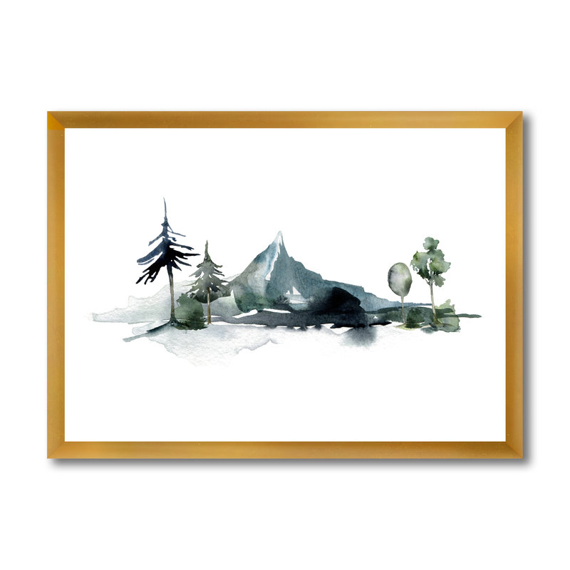«Minimalistic Winter Mountains and Fir Forest II», peinture sur toile encadrée, H 24 po x l 32 po x P 1 po