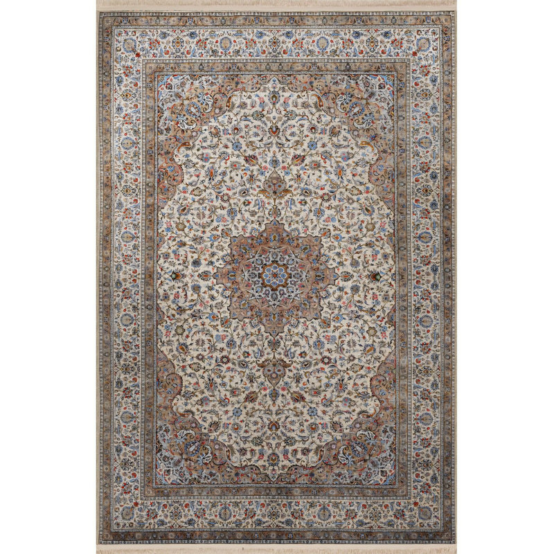 Tapis décoratif beige rétro à motif traditionnel lavable à la machine, Rectangle 2 pi 4 po x 3 pi 11 po