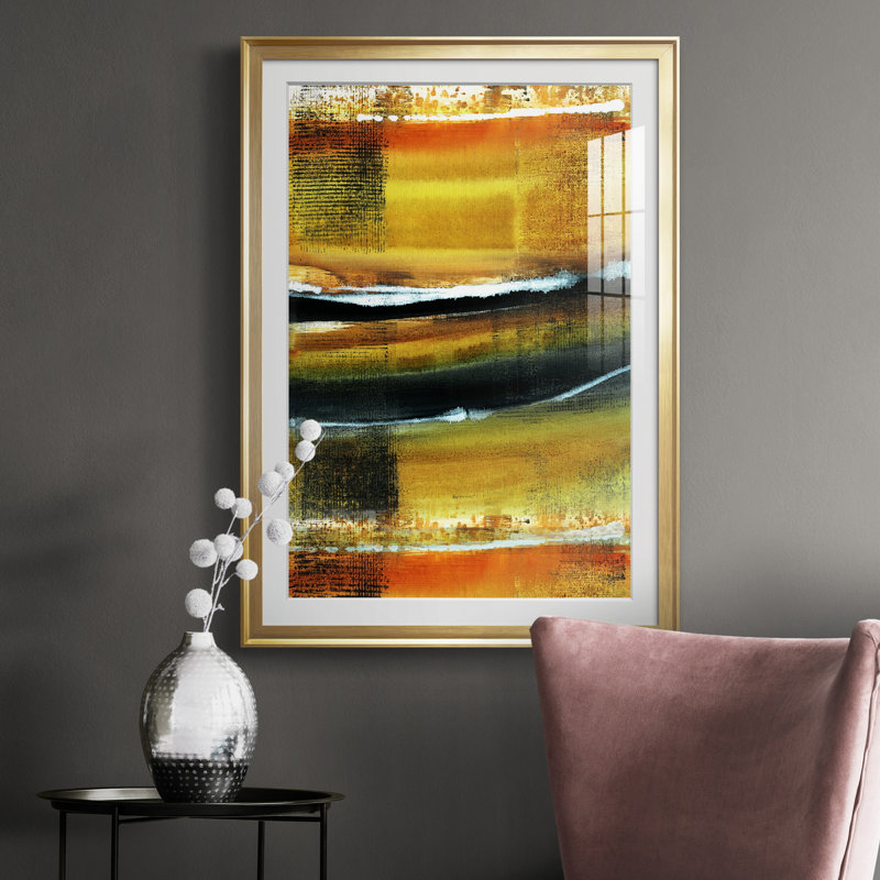 Desert Night II - peinture encadrée, Or, H 26,5 po x l 36,5 po x P 1,5 po