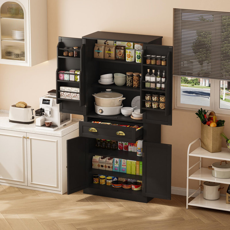 182cm Kitchen Pantry, Black