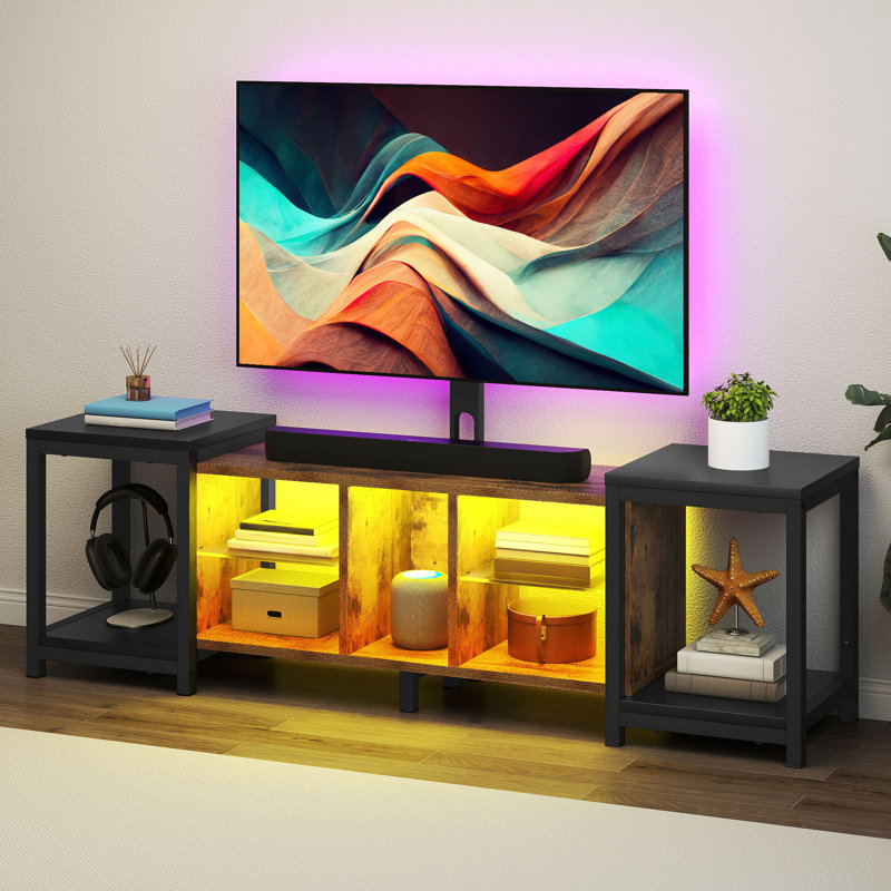104-174cm W TV Stand with TV Installation Stand for TVs up to 70 Inch, Brown