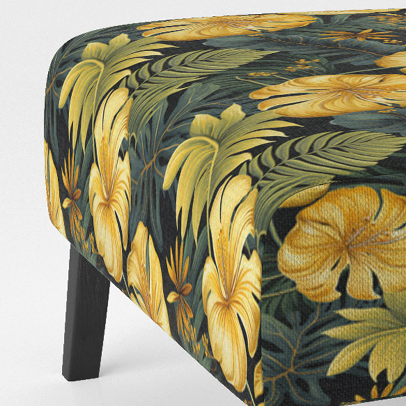 Fauteuil de chambre rembourré C, Motif tropical Monstera Magic