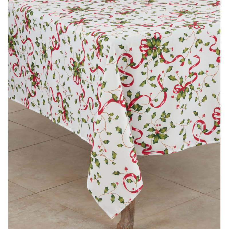 Nappe de noël avec style ruban et holly Kellar, 70 po x 50 po
