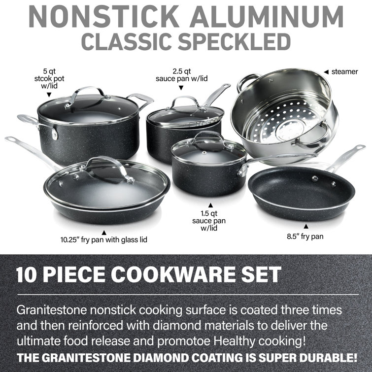 Granitestone 20-pc. Aluminum Dishwasher Safe Non-Stick Cookware