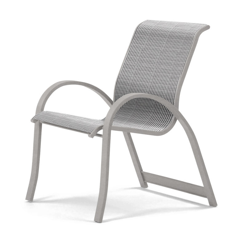 Aruba Stacking Patio Dining Armchair, Red 1D Sunbrella®, Warm Gray