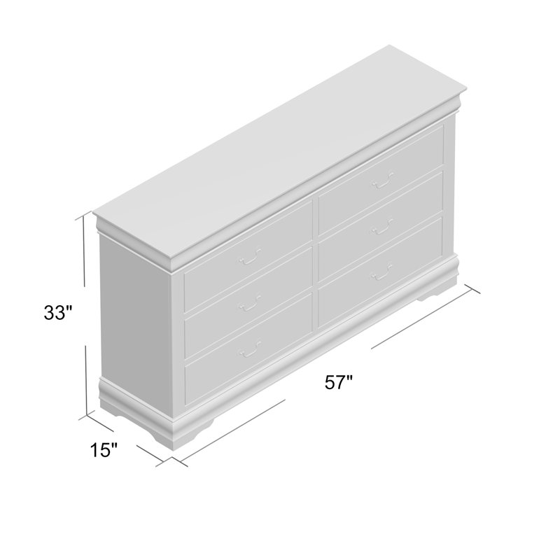Bivins Dresser, Bedroom Dresser, Chest Of Drawers, 6 Drawer Dresser, Wood Dresser, Platinum