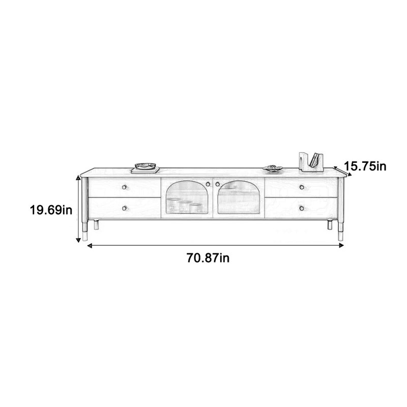Structure de téléviseur en bois massif durable, 70.87"