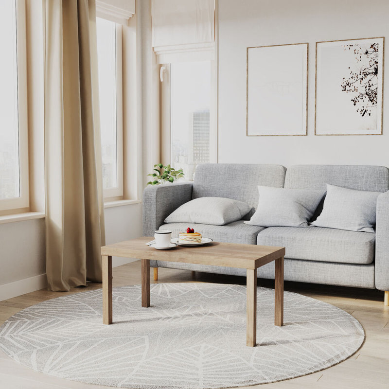 Rosmely Solid Wood Four Leg Coffee Table, Oak