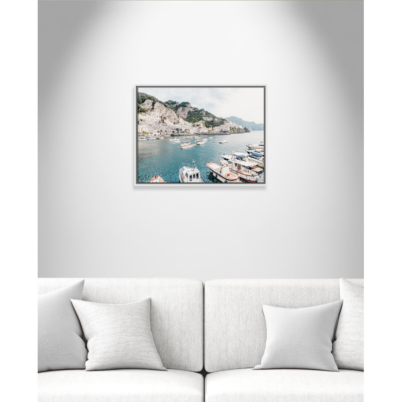 Imprimé Amalfi , L 25,5 po x H 19,5 po, Toile avec cadre, Flotteur blanc