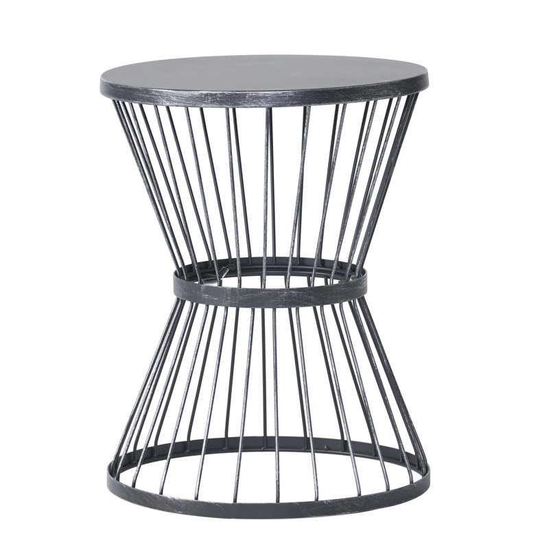 Table d'appoint d'extérieur moderne - Fer noir mat avec esthétique sophistiquée pour les boissons dans la structure, Noir mat