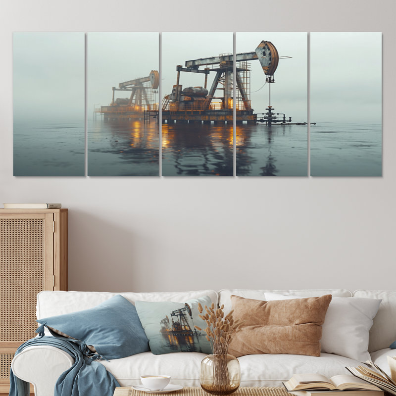 Gris, jaune, hiver, carburant, Futures, installation sur toile, H 28 po x l 60 po