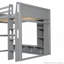 Lit mezzanine en bois avec bureau, étagères à rangement multiples, DEL et portemanteau suspendu-812467045