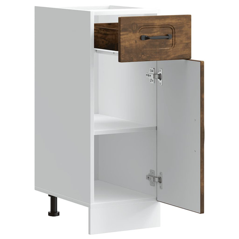 Kitchen Base Cabinet Kalmar Engineered Wood, 81.5cm H x 30cm W x 46cm D, Smoked Oak
