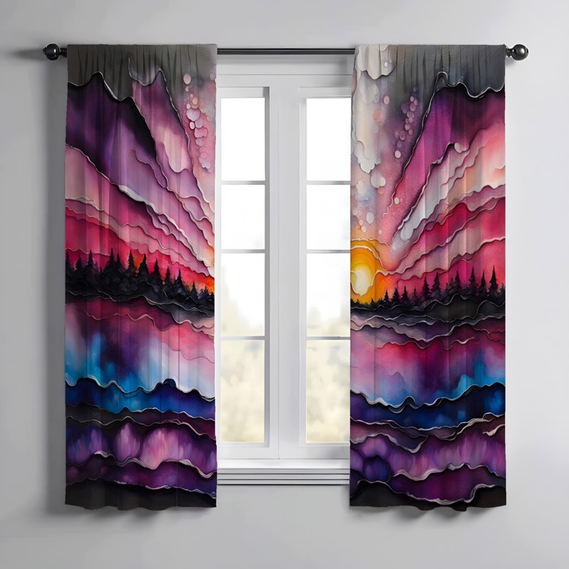 Paire de rideaux semi-transparents en polyester Eava, L 56 po x L 78 po