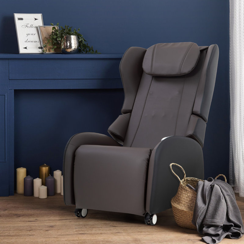 Fauteuil de massage inclinable électrique en similicuir, Brun