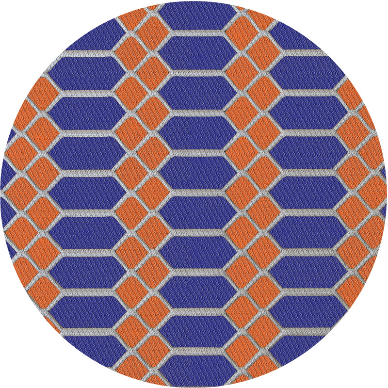 Tapis orange / bleu Katy, Rond 8 pi