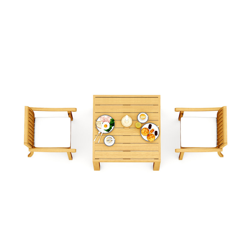 Ensemble de salle à manger 3 pièces en bois de teck de qualité A: table carrée 36 po et chaises empilables Napa # 11NP0802, 2