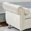 Beige Velvet Storage Bench with Crystal Buttons
