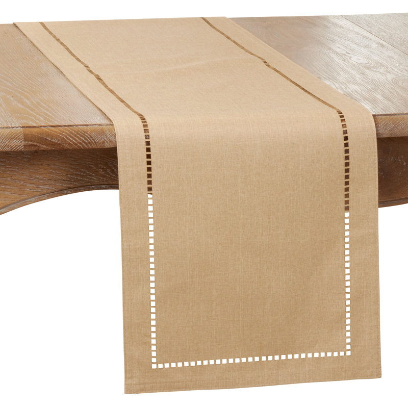 Neith Polyester Rectangle Table Runner, 54" x 14", Natural