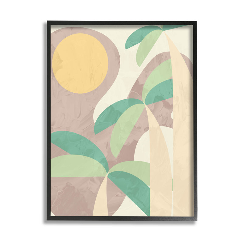 «Geometric Palm Tree Summer», estampe numérique par Lil 'Rue, Cadre noir, H 20 po x l 16 po x P 1,5 po