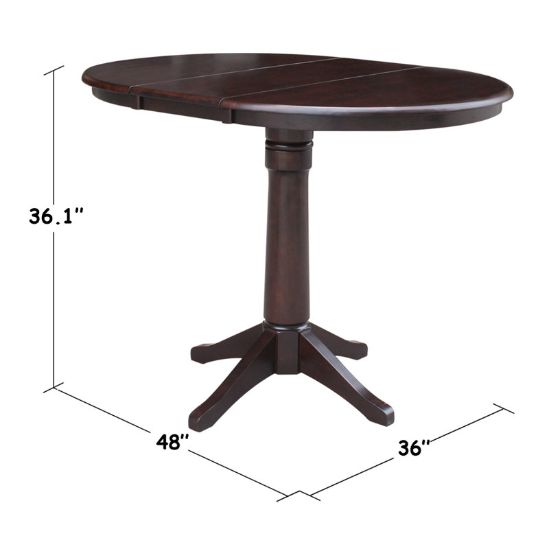 Ensemble de salle à manger extensible à hauteur de comptoir en bois massif Dibora, Blanc / gris chiné