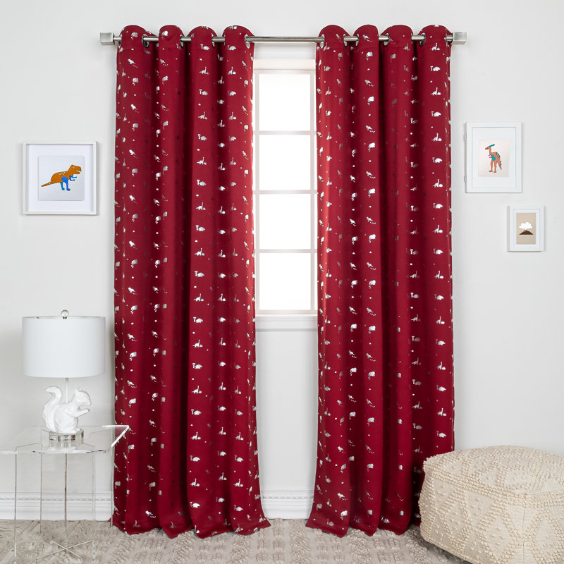 Rideau occultant en polyester Hula, Rouge cardinal, L 52 po x L 84 po