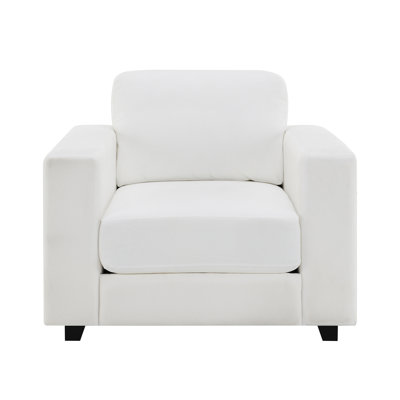 Evelyn Accent Chair With Wide Arms Chenille Fabric Modern Chair