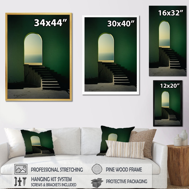Photographie de l'Islam vert et mimalisme, reproduction sur toile, Cadre simple noir, H 20 po x l 12 po x P 1 po