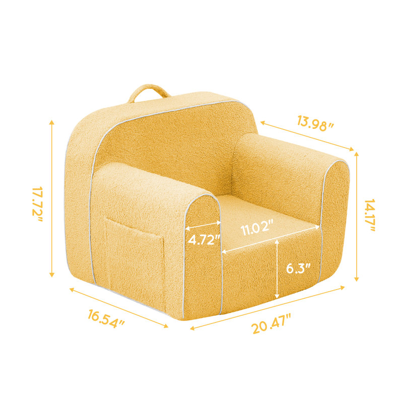Canapé pour tout-petits avec coussin en mousse, 52*42*45", Jaune