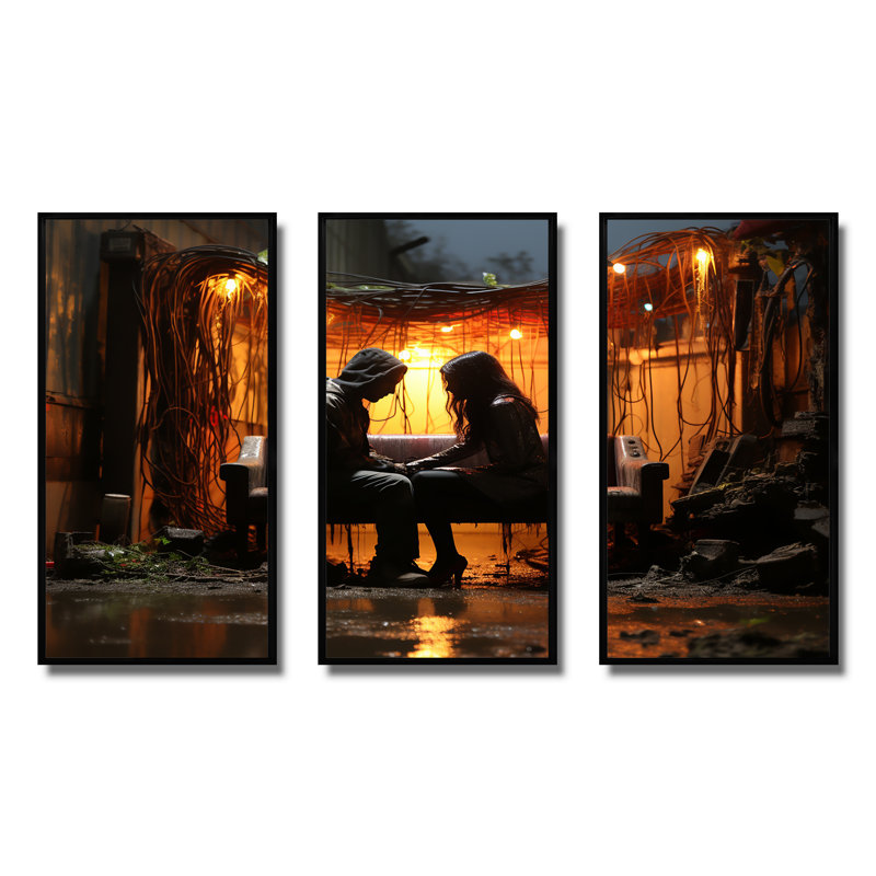 Street Art, Muse romantique - Art mural romantique femme, H 28 po x l 36 po x P 1 po, Cadre flottant noir