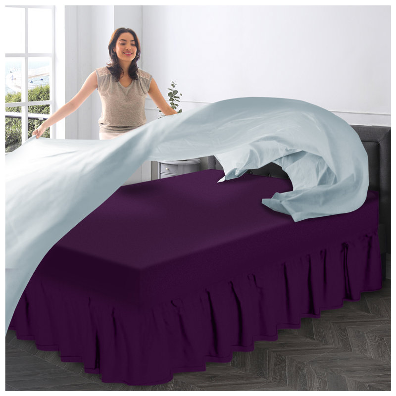 Premium Cotton Blend Plain Dyed Valance Sheet | Soft Durable and Breathable Luxury Bed Sheet for Ultimate Comfort, Berry