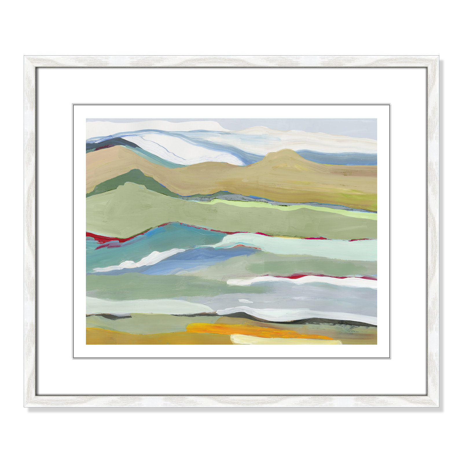 Goodbye Summer on the Hills - Picture Frame Painting, 21.5" H x 25.5" W x 0.75" D, White Wood Framed