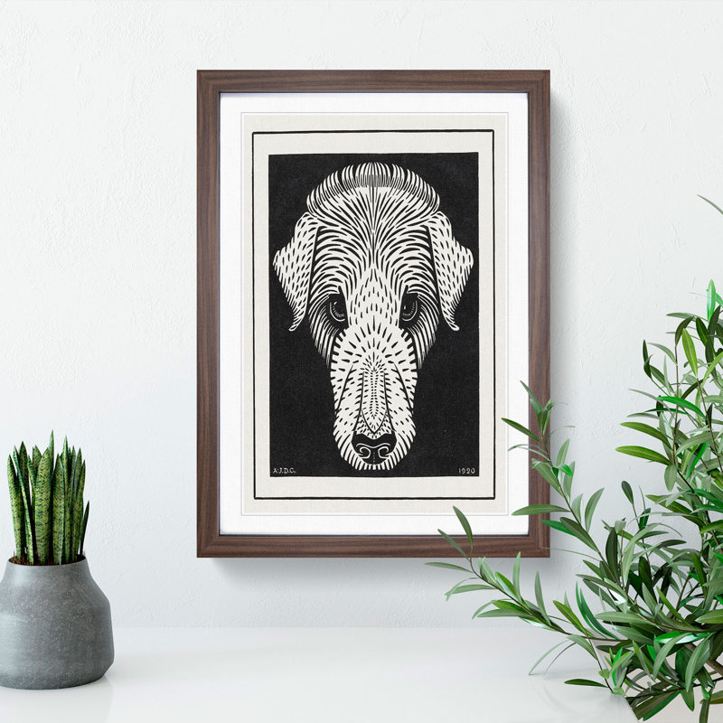 Dogs Head by Julie De Graag - Picture Frame Painting, 65cm H x 48cm W x 2cm D, Walnut Framed