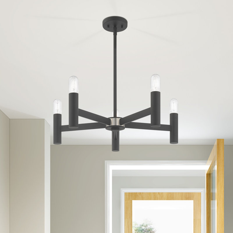 Martella 5-Light Chandelier, Gris scandinave, H 6 po x l 25 po x P 25 po