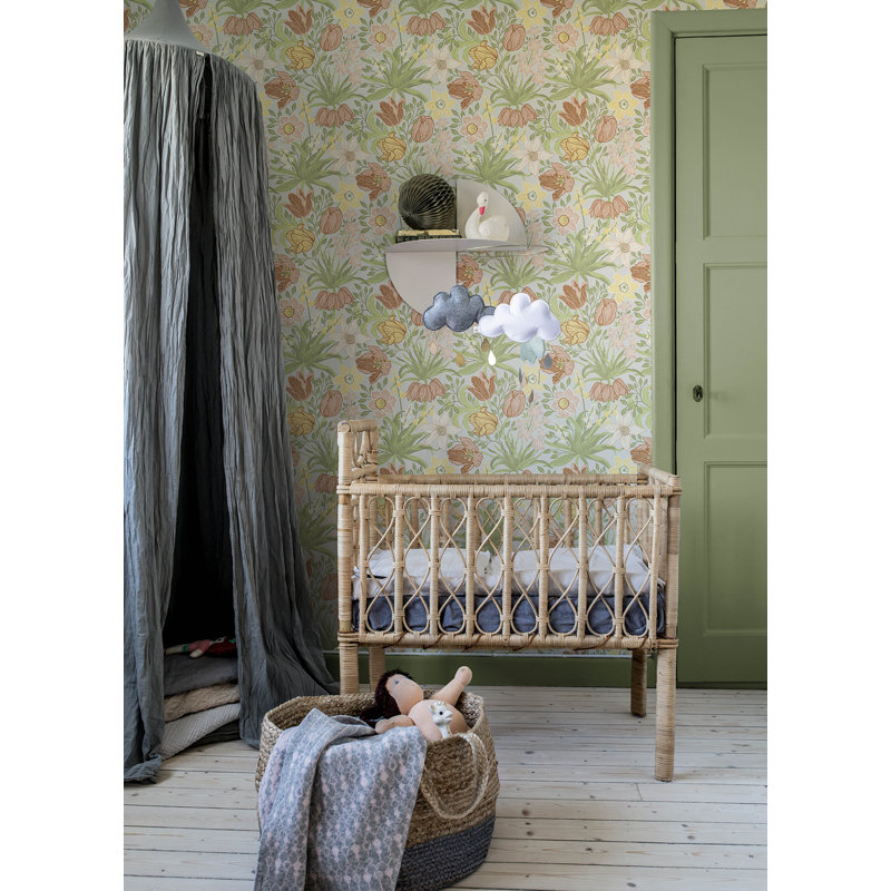 Floral Wallpaper Double Roll, Light Gray